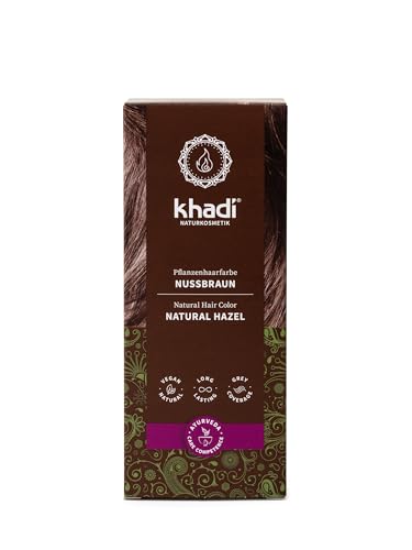 khadi NATURAL HAZEL Natural Hair Color - for shiny to rich chocolate brown - plant hair color - 100% herbal & natural - 3.5 oz