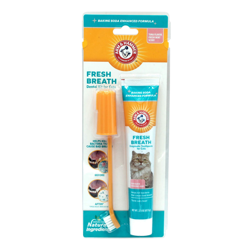 Arm & Hammer for Pets Dental Kit for Cats | Eliminates Bad Breath | 3 Piece Set Includes Cat Toothpaste, Cat Toothbrush & Cat Fingerbrush in Tasty Tuna Flavor,2.5 ounces 2.5 Ounce (Pack of 1) - BeesActive Australia