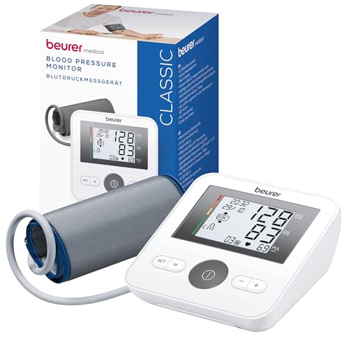 Beurer BM27 Upper Arm Blood Pressure Monitor for Home Use with Adjustable Cuff, 120 Memory Sets, Irregular Heart Rate Detection, Risk Indicator, Data Transfer to Apple Health and co. White