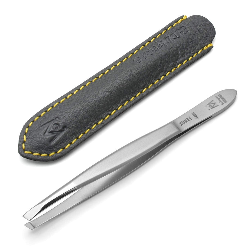 GERMANIKURE Slanted Tweezers in Leather Case - Made in Solingen Germany - BeesActive Australia