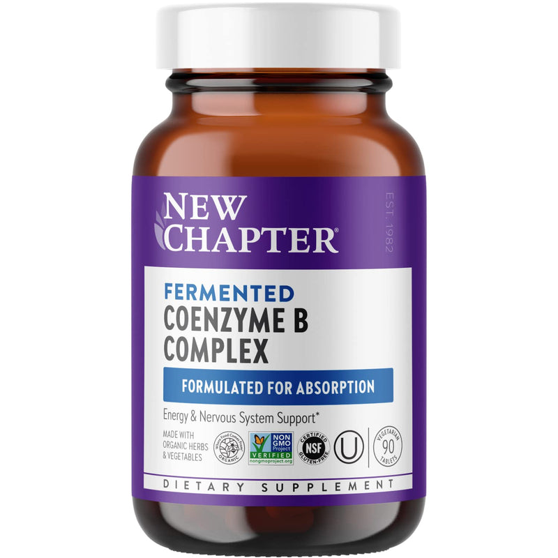 New Chapter Fermented Coenzyme B Complex, 90 Count | Rich in Vitamin B12, Vitamin B6, and Biotin for Energy, Brain, and Beauty Support, with Organic Ingredients, One Daily 90 Count (Pack of 1)