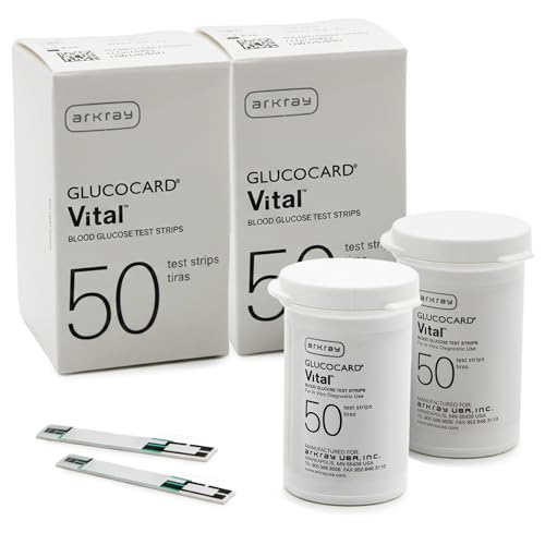 ARKRAY GLUCOCARD Vital Blood Glucose Test Strips – No Coding Required, Fast 7-Second Results, 0.5 Microliter Sample Size – Compatible with GLUCOCARD Vital Glucose Meter, 100 Count (2 Packs of 50) 100 Count (2 packs of 50)