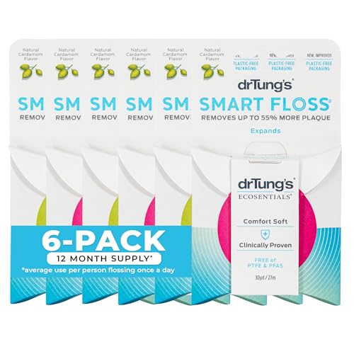 DrTung's Smart Floss - Natural Dental Floss, Cardamom Flavor - Pack of 6 90 Foot (Pack of 6)