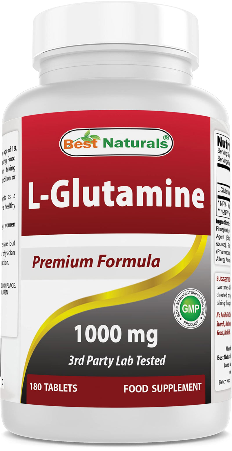 Best Naturals L-Glutamine 1000mg Fuel for Workout (Non-GMO) Tablets, 180 Count 180 Count (Pack of 1) - BeesActive Australia