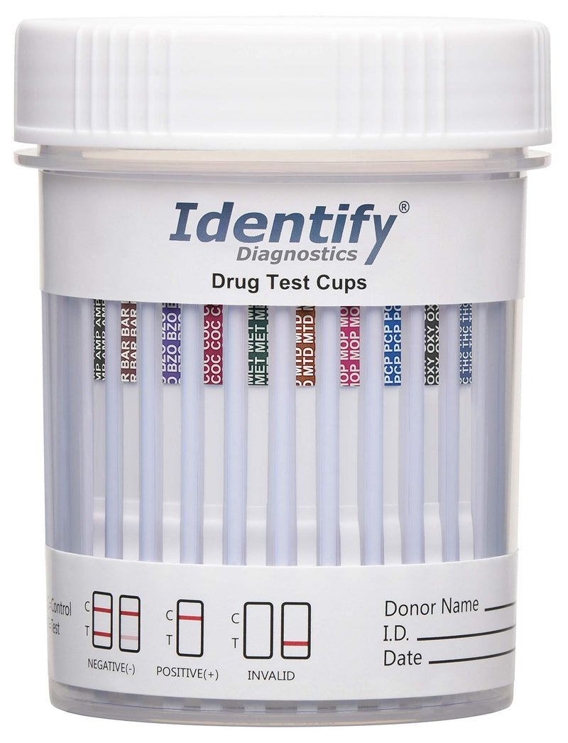 Identify Diagnostics Drug Test Cups | 5 Pack | 10 Panel CLIA Waived Instant Urine Marijuana Drug Test Kit for AMP,BAR,BZO,COC,MET,MOP|OPI,MTD,OXY,PCP,THC - BeesActive Australia