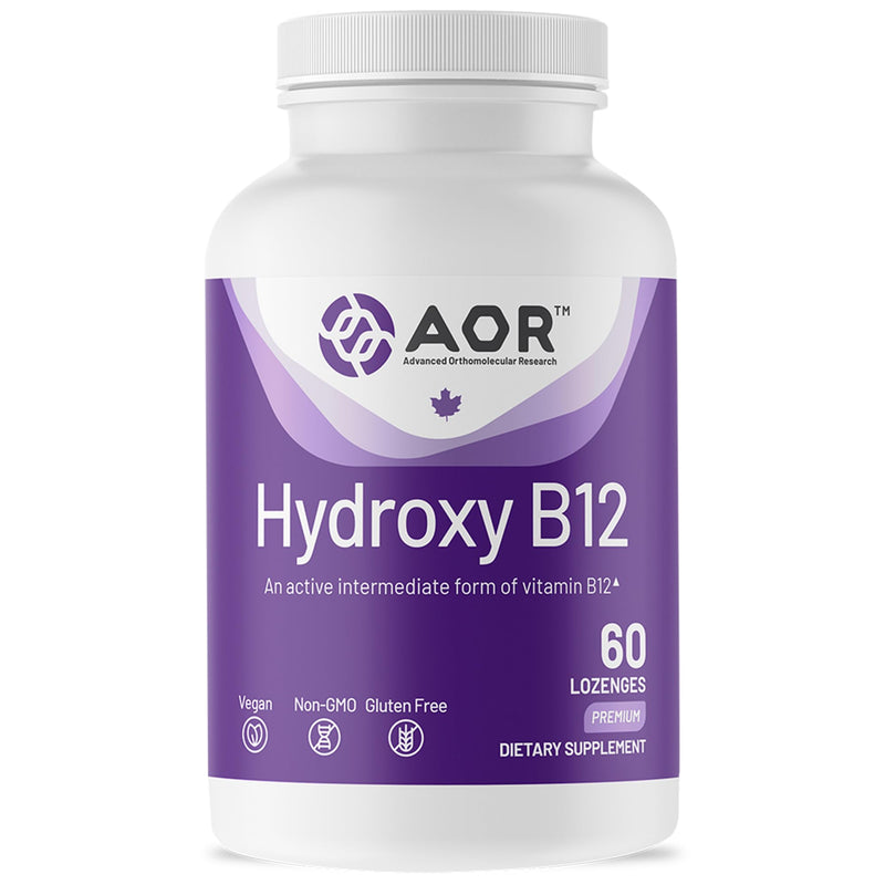 AOR Hydroxy B12 Sublingual Lozenges, 1000 mcg, Vegan, 60 Lozenges | For Adults Who Avoid Pills, Active-Form B12, Vitamin B12 Sublingual, Two-Month Supply, Lozenge Supplement