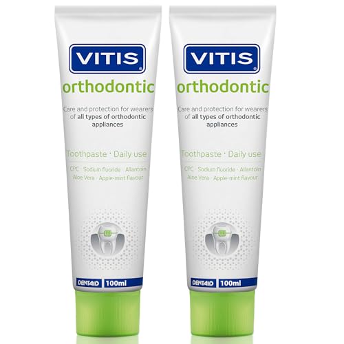 Vitis Toothpaste, 100ml - Orthodontic with Nano Repair, Apple Flavor - Gingivitis Prevention, Tartar Control, Tooth Decay Prevention, Remineralization, Enamel Protection