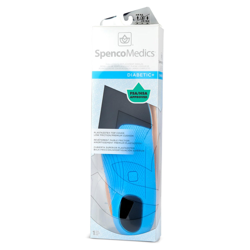 Spenco Medics Diabetic Plus Full Length Insoles (FSA&HSA Eligible)Arch Support - Deep Heel Cupping- Polysorb Foam Cushioning - Women's 11-12.5/ Men's 10-11.5 Women's 11-12.5/Men's 10-11.5 Regular Width - BeesActive Australia