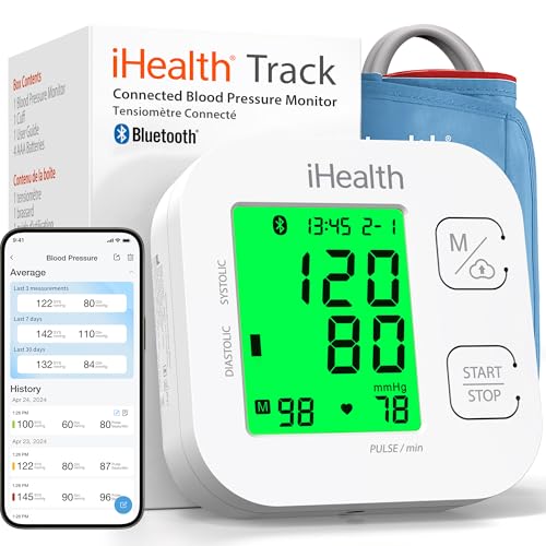 iHealth Track Smart Upper Arm Blood Pressure Monitor with Wide-Range Cuff 1 Count (Pack of 1)