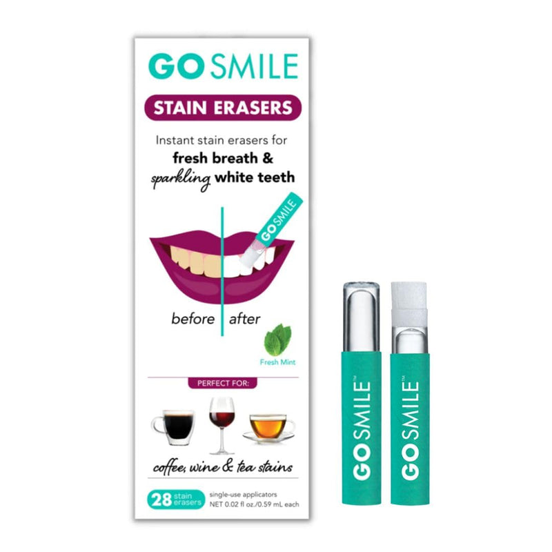 GO Smile Teeth Whitening Stain Erasers, (28 Single-use, applicators), On-The-Go Instant Teeth Cleaning, removes Coffee, red Wine and Tea Residue from Teeth Before Stains Set in, Mint Flavored 1 Fl Oz (Pack of 28) - BeesActive Australia