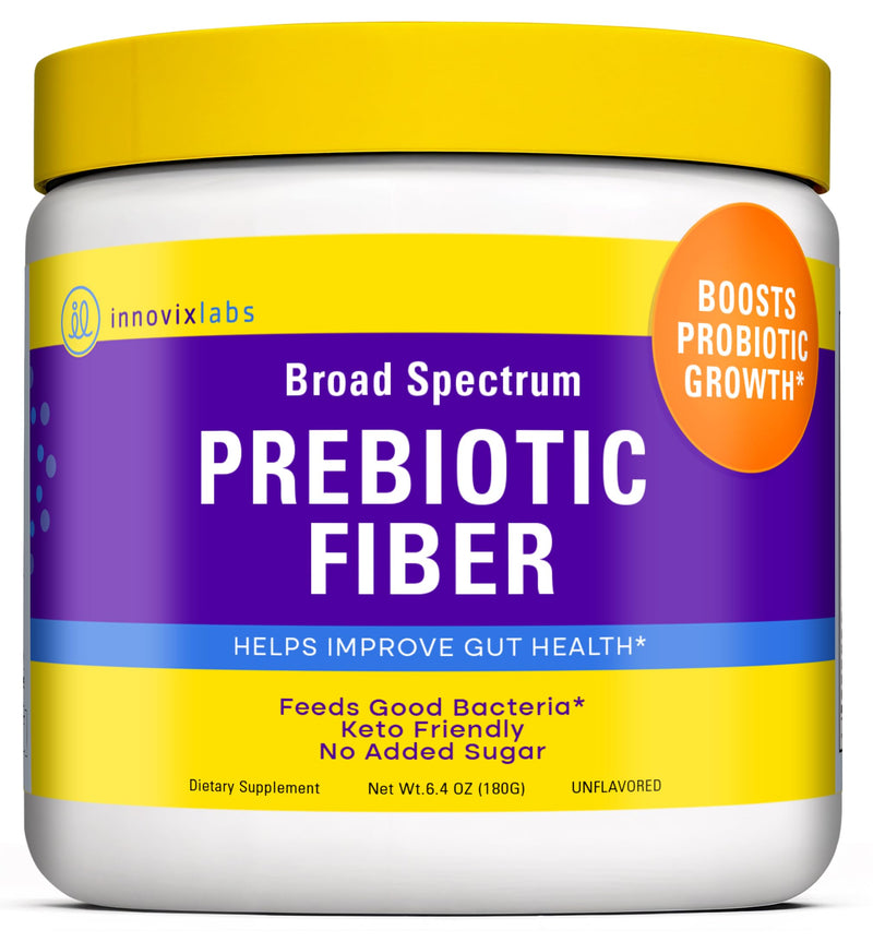 InnovixLabs Prebiotic Fiber Powder for Digestive & Gut Health (6.4oz, 180g) | High Fiber Supplement for Women & Men, Sugar-Free W/ Chicory Root Acacia Fiber, Inulin & Soluble Fibers, Vegan, 30-Day Supply