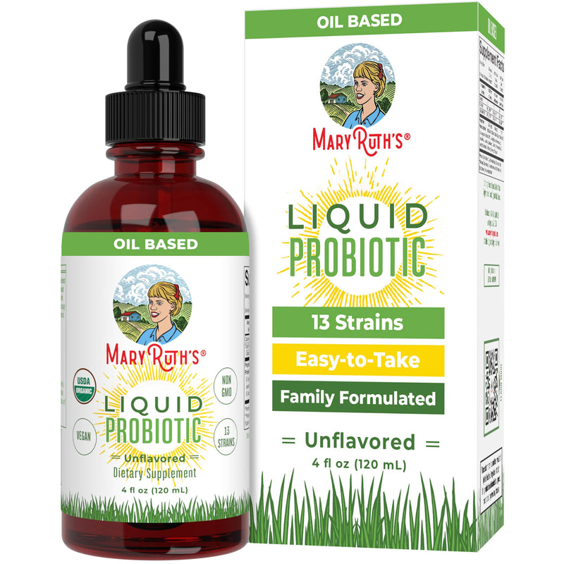 MARYRUTH'S Organic Liquid Probiotic, Digestive & Gut Health, 40 Servings | USDA Organic Formula, 13 Probiotic Strains, Up to 2 Billion CFU, Gut & Digestive Support 4 Fl Oz (Pack of 1)