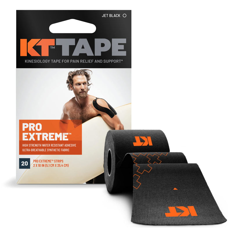 KT Tape, PRO Extreme Synthetic Kinesiology Athletic Tape, Tone Series, 20 Count, 10” Precut Strips, Espresso, 20 Precut Strips Jet Black - BeesActive Australia