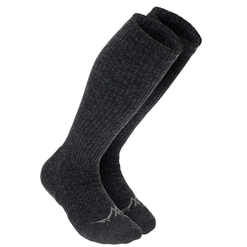 Wanderlust Knee-High Merino Wool Compression Socks For Men and Women Charcoal Large