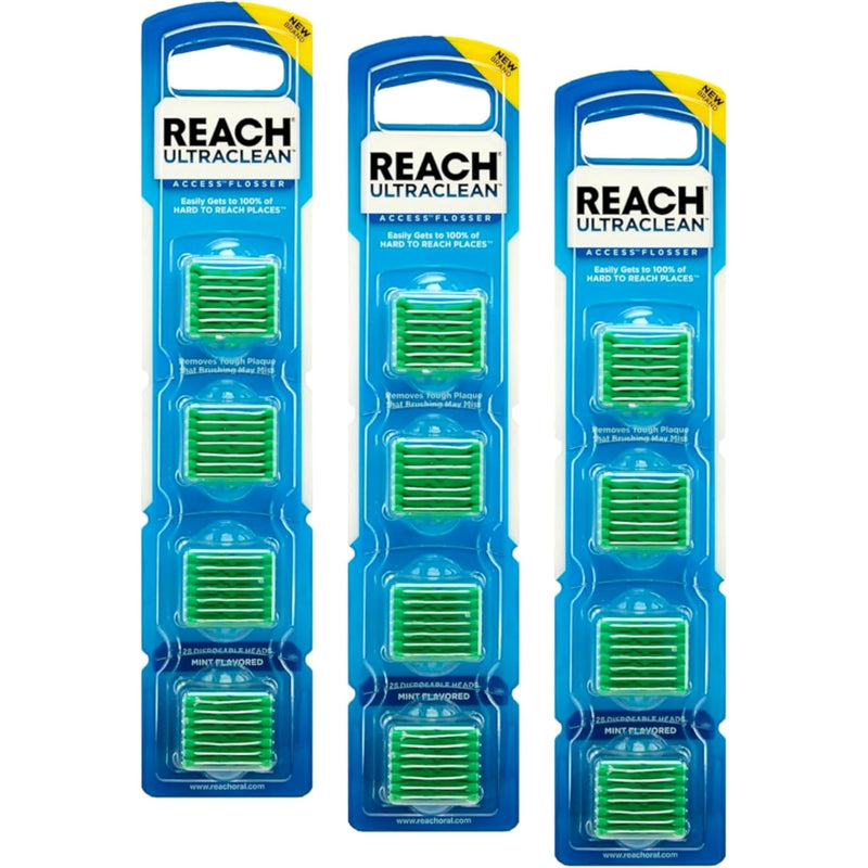 Listerine Ultraclean Access Flossers Disposable Heads Fresh Mint Crystals 28 Each (Pack of 3) - BeesActive Australia