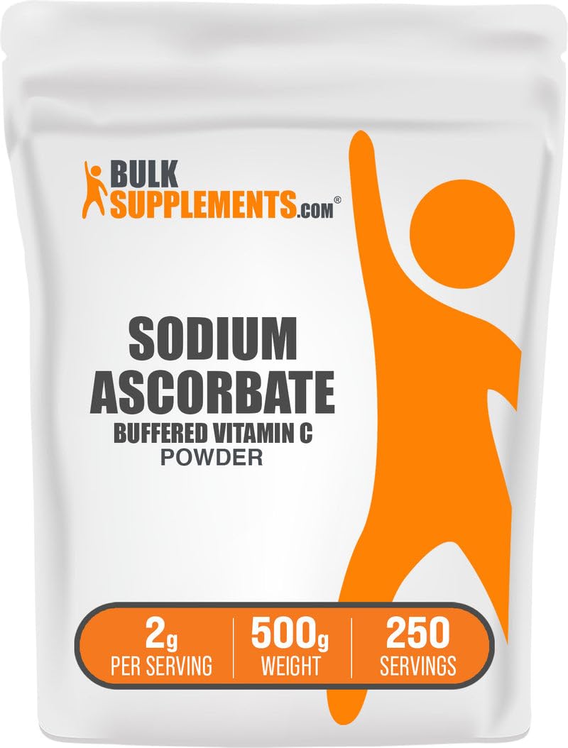 BulkSupplements.com Sodium Ascorbate Powder - for Immune Support, Sodium Ascorbate Vitamin C - Buffered Vitamin C, Gluten Free, 2g per Serving, 500g (1.1 lbs) (Pack of 1) 1.1 Pound (Pack of 1)