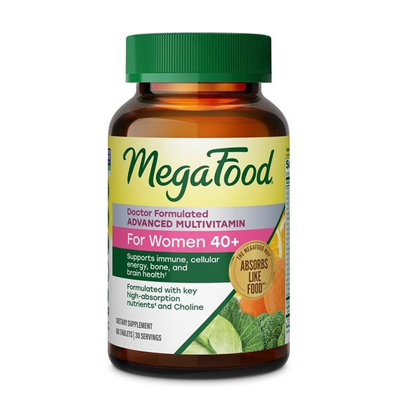 MegaFood Advanced Multivitamin for Women 40+ Doctor Formulated, 60 Tablets | Immune Support, Cellular Energy, Bone & Brain Health, with Choline, Methylfolate, Vitamin C, Non-GMO, Vegetarian, 30 Servings 60 Count (Pack of 1)