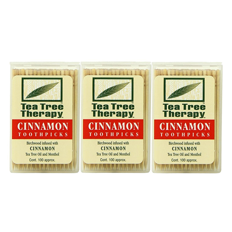 Tea Tree Therapy Toothpicks, Cinnamon, 100 Count (3-Pack) - BeesActive Australia