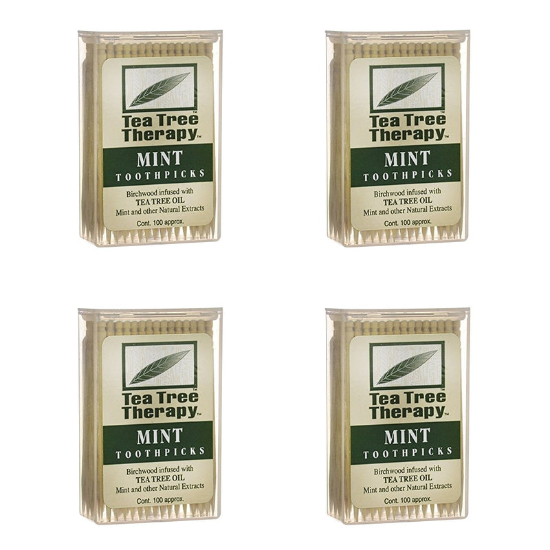 Tea Tree Therapy - Tea Tree & Menthol Toothpicks (100 Count) (4-Pack) - BeesActive Australia
