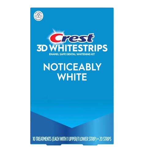 Crest 3D Whitestrips, Noticeably White, Teeth Whitening Strip Kit, 20 Strips (10 Count Pack) Unflavored 20 Count (Pack of 1)