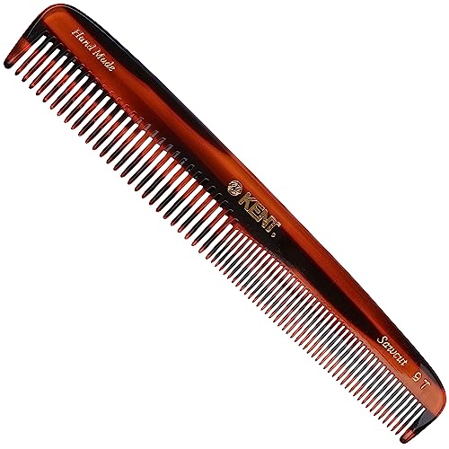 Kent 9T Tortoiseshell Fine and Wide Tooth Comb - Large Handmade and Saw-Cut Detangler for Wet Hair - Durable Grooming for Men and Women - Made in England 6 Pack Brown