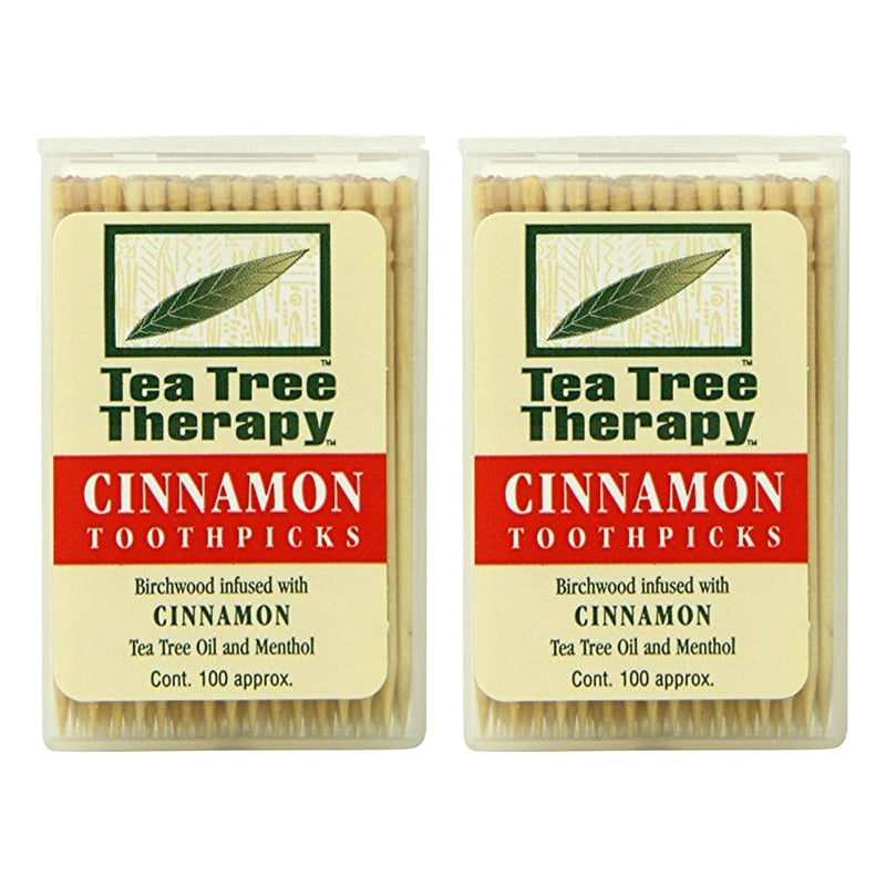 Tea Tree Therapy Toothpicks Cinnamon - 100 Toothpicks - Pack of 2 - BeesActive Australia