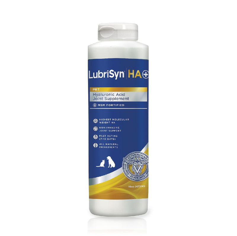 LubriSyn Hyaluronic Acid + MSM Joints Supplement, 16oz: Natural Pure HA Liquid Dog and Cat Joint & Cartilage Support, Relief, and Lubrication for Pets Including Dogs, Cats and Horses, Vegan Formula - BeesActive Australia