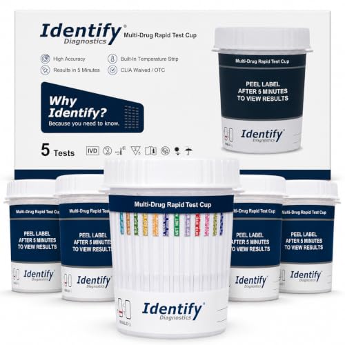Identify Diagnostics 12 Panel Urine Drug Test Cup Kit - 5 Pack