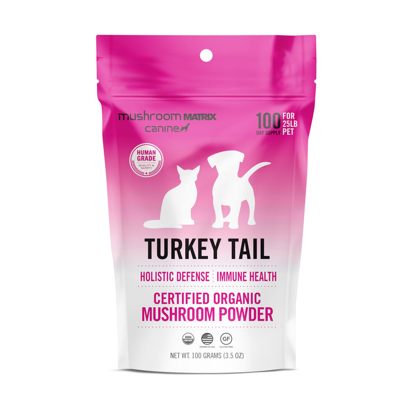 Om Mushroom Matrix Pet - Canine | Turkey Tail | USA Grown Human-Grade Organic Mushroom Powder Pet Supplement | Immunity Support & Holistic Defense for Dogs & Cats | 100 Grams, 3.5 oz - PawsPlanet Australia