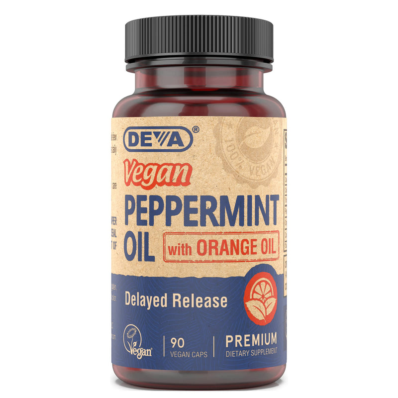 DEVA Nutrition Premium Vegan Peppermint Oil with Orange Oil, Delayed Release, 90 Capsules, 1-Pack 90 Count (Pack of 1) - BeesActive Australia
