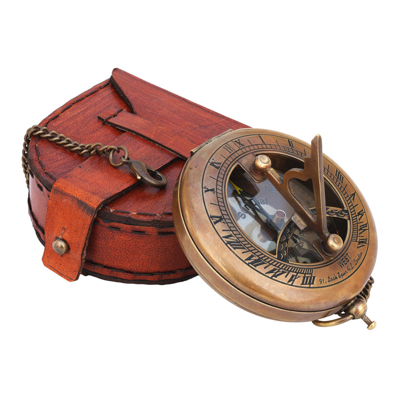 Brass Sundial - Push Open Compass - Steampunk Accessory – Unique Gift for Men - Beautiful Handmade - Sundial Clock – Sun Clock – Steampunk Clock for Him - Antique Decor - BeesActive Australia