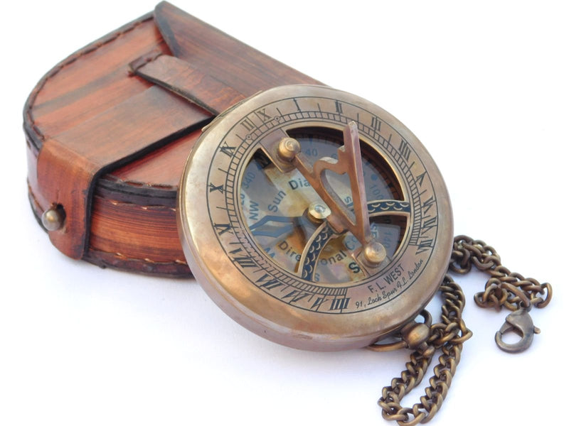NEOVIVID Brass Sundial Compass - Push Open Compass - Steampunk Accessory – Unique Gift for Men - Beautiful Handmade Gift - Sundial Clock – Sun Clock – Steampunk Clock for Him - Antique Decor - BeesActive Australia