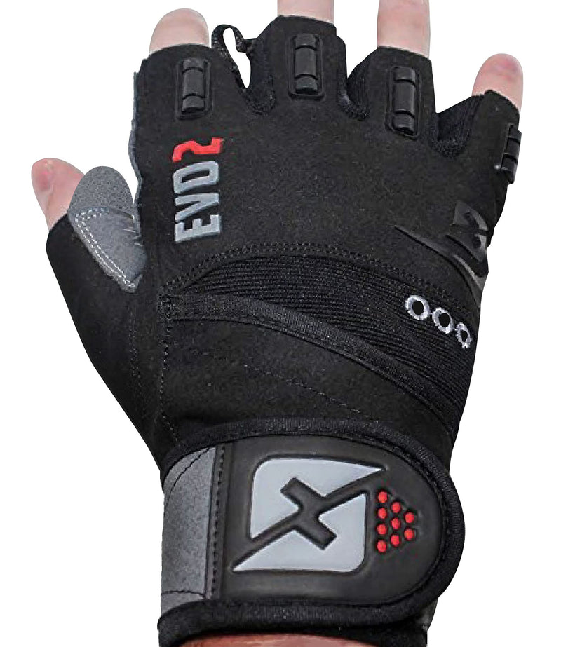 skott Evo 2 Weightlifting Gloves with Integrated Wrist Wrap Support-Double Stitching for Extra Durability-Get Ripped with The Best Body Building Fitness and Exercise Accessories XX-Large Black/Gray - BeesActive Australia