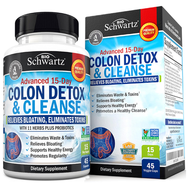 Colon Cleanser and Detox for Digestive Support - 15 Day Fast-Acting Extra Strength Cleanse with Probiotic Fiber, Psyllium Husk and Noni for Constipation Relief and Bloating Support, Non-GMO, 45 Count - BeesActive Australia