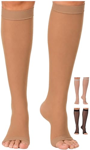 ABSOLUTE SUPPORT Sheer Knee High Compression Socks 20-30mmHg X-Large Beige