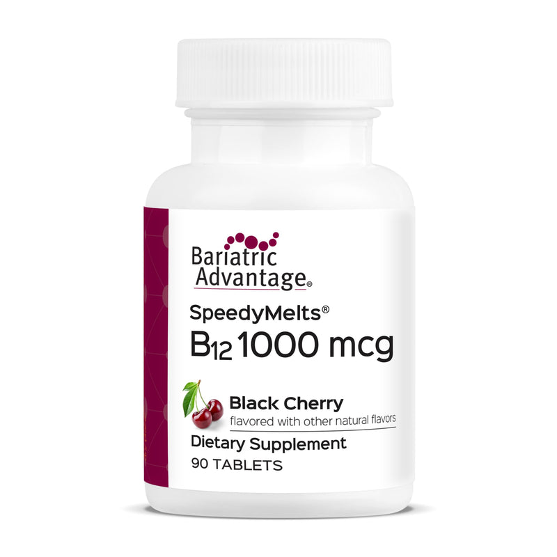 Bariatric Advantage B-12 Speedy Melts, Vitamin B12 1000 mcg Supplement, Fast Melting with 200 mcg of Folic Acid for Nutritional Support - Black Cherry, 90 Count 90 Count (Pack of 1)