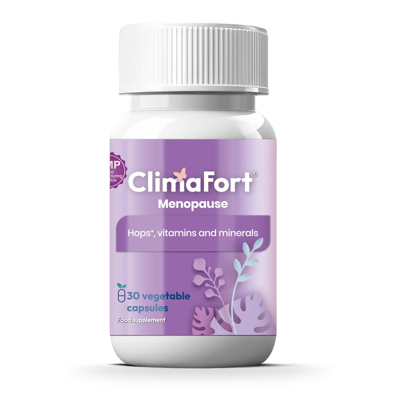Climafort Menopause Support | Hot Flashes & Night Sweats | Hops | 1 Daily | Menopause relief pills with vitamins & minerals | Hormone-free, soy-free | Perimenopause support | 30 capsules | 1 month