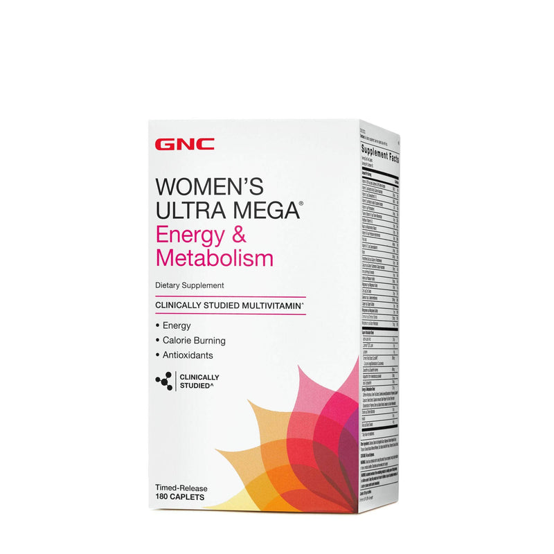 GNC Womens Ultra Mega Energy and Metabolism Multivitamin for Women, 180 Count, for Increased Energy, Metablism, and Calorie Burning 180 Count (Pack of 1)