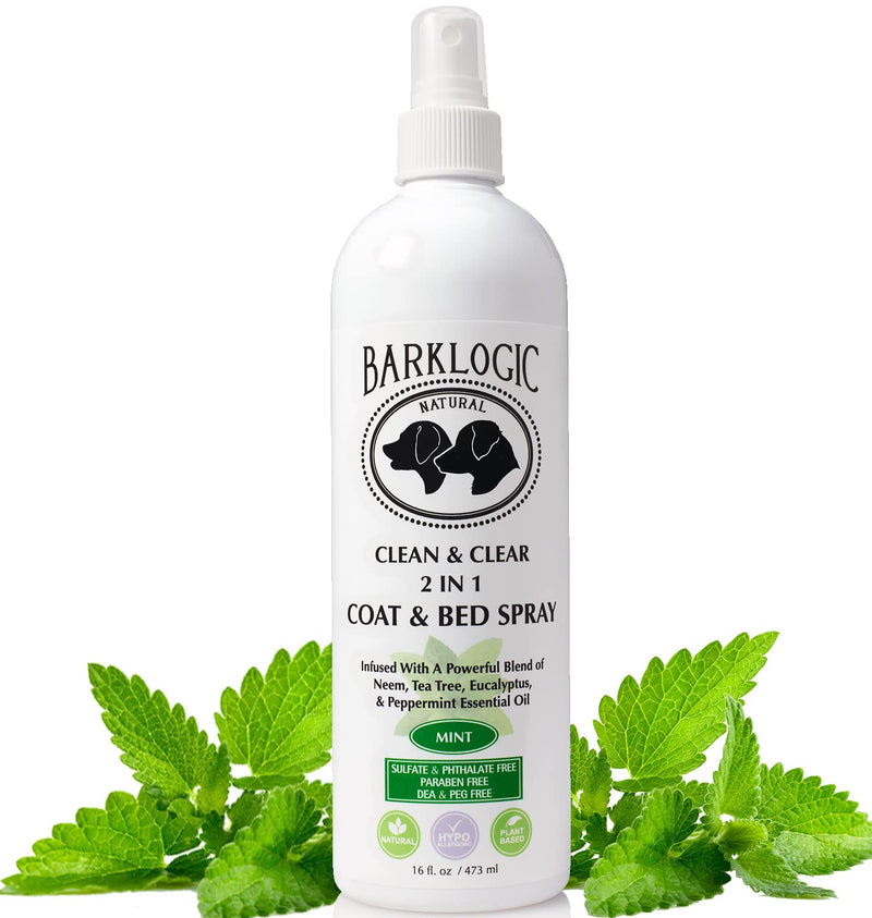 2in1 Dog/Puppy Coat & Bed Spray - Sensitive Skin - Safe - Infused with Essential Oils - Refreshing Naturally Derived Scent - Spray on Pets & Household Items - Made in USA - 16 oz - Mint - PawsPlanet Australia