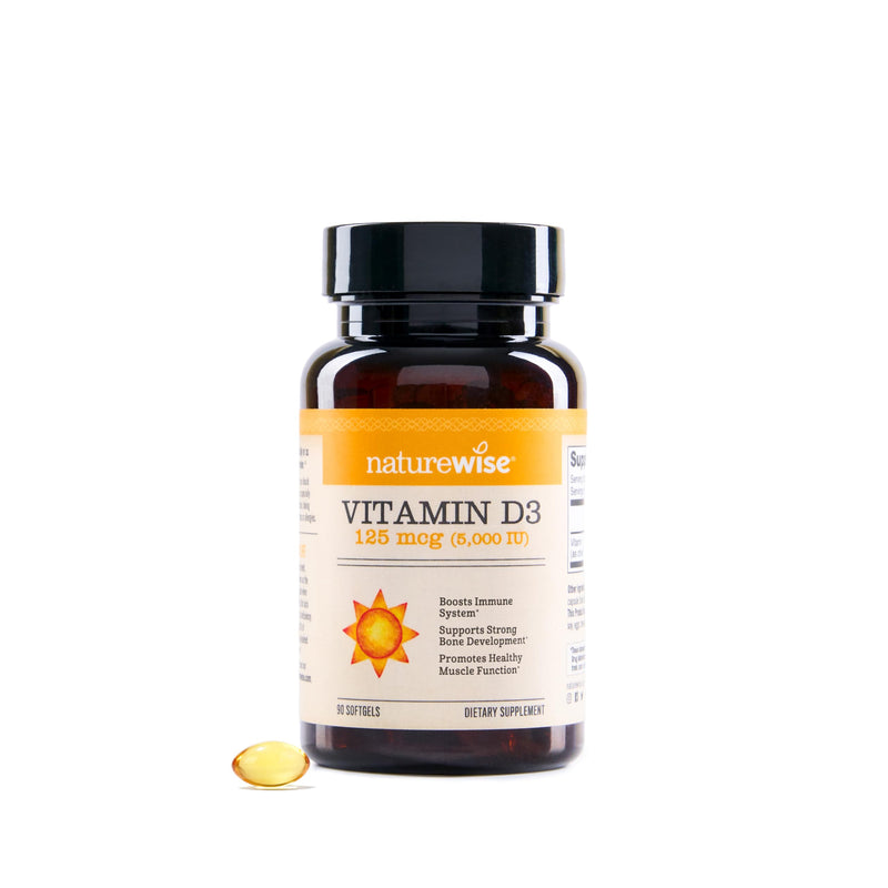 NatureWise Vitamin D3 5000IU Supplement, Immune Support, 90 Mini Softgels | Vitamin D 125 mcg - Organic Extra Virgin Olive Oil - Muscle & Bone Support - Gluten Free & USA Manufactured - 90-Day Supply 90 Count (Pack of 1) 5000 IU