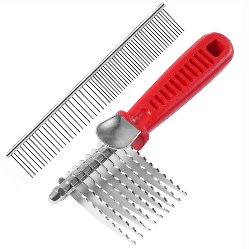 QUMY Dog Comb for Dematting, Stainless Steel Pet Grooming Comb, Removes Dead, Matted or Knotted Hair, Finishing and Fluffing, Comfort-Grip Handle - Pack of 1 - BeesActive Australia