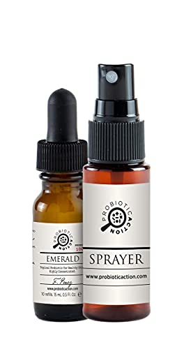 Probiotic Action® EMERALD Sprayable Probiotic for Acne Treatment - Concentrated - 45 -days supply - Repairs and Rejuvenates Damaged Skin Promoting Good Skin Health. Toner – 0.5 Fl Oz.