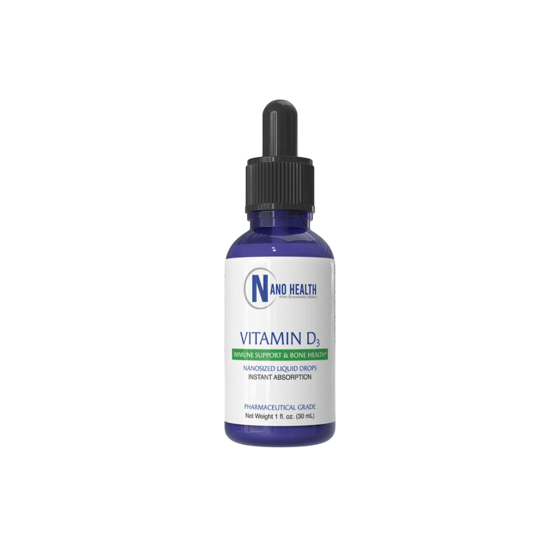 NANO VITAMIN D3 Nanosized liquid drops, RAPID ABSORPTION, 5000 IU potent formulation, Strengthens bone & muscle, supports healthy heart. 30 ml bottle, 1 month supply.