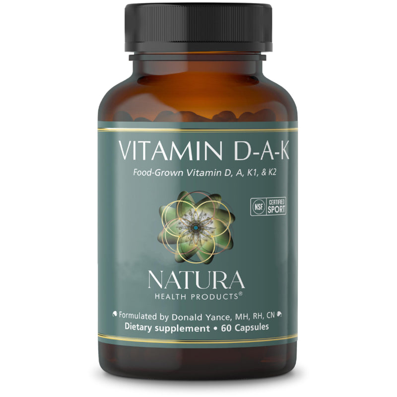 Natura Health Products D-A-K ADK Vitamin D3 5000 IU K2 K1 & A 60 Capsules | 50 mcg K2, 550 mcg K1 and 1000 IU A support calcium metabolism, bone, heart and immune health, fat-soluble blend*