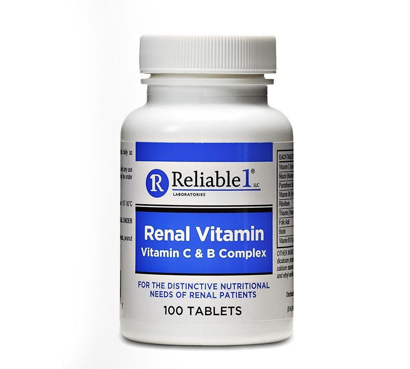 RELIABLE 1 LABORATORIES Renal Vitamin C & B Complex for Men and Women (100 Tablets Per Bottle) (Single) 100 Count (Pack of 1)