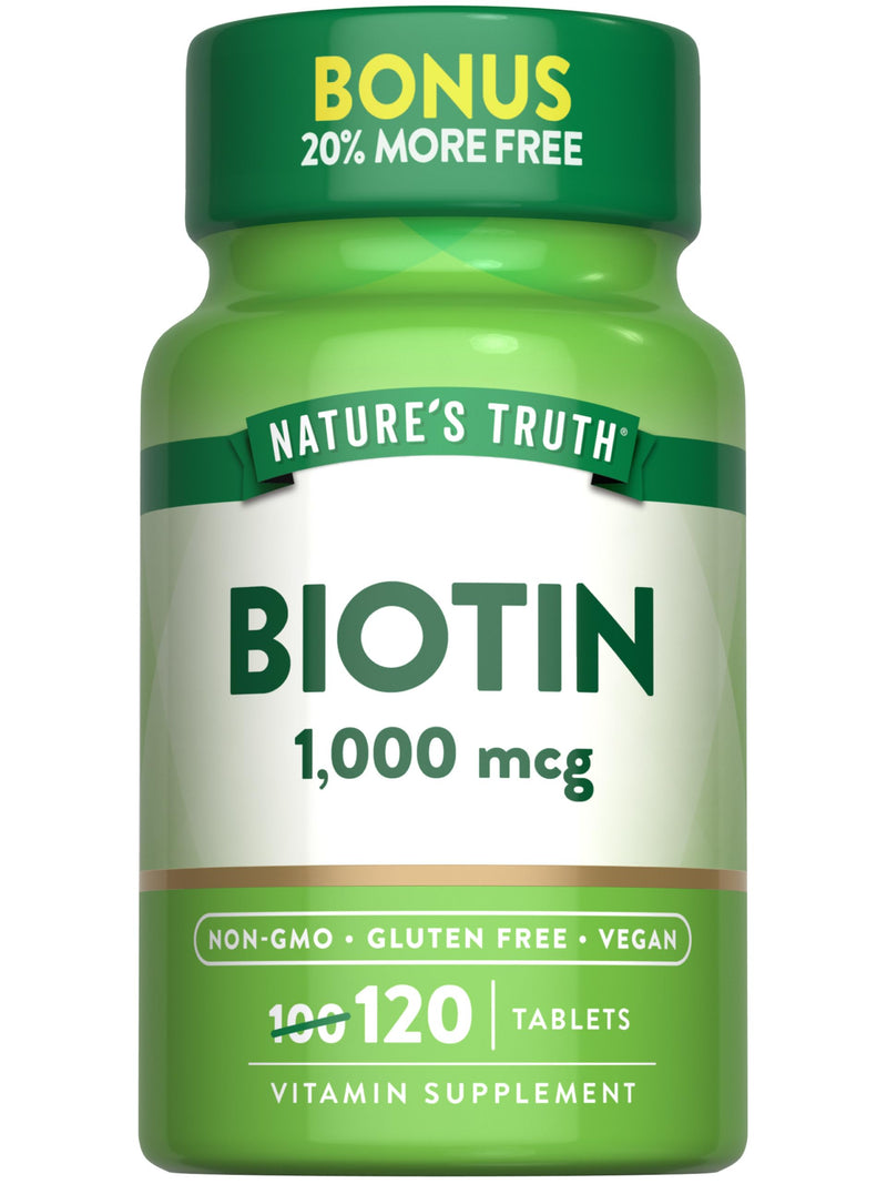 Nature's Truth Biotin | 1000mcg | 120 Tablets | for Women & Men | Vegan, Non-GMO, Gluten Free Supplement Unflavored 120 Count (Pack of 1)