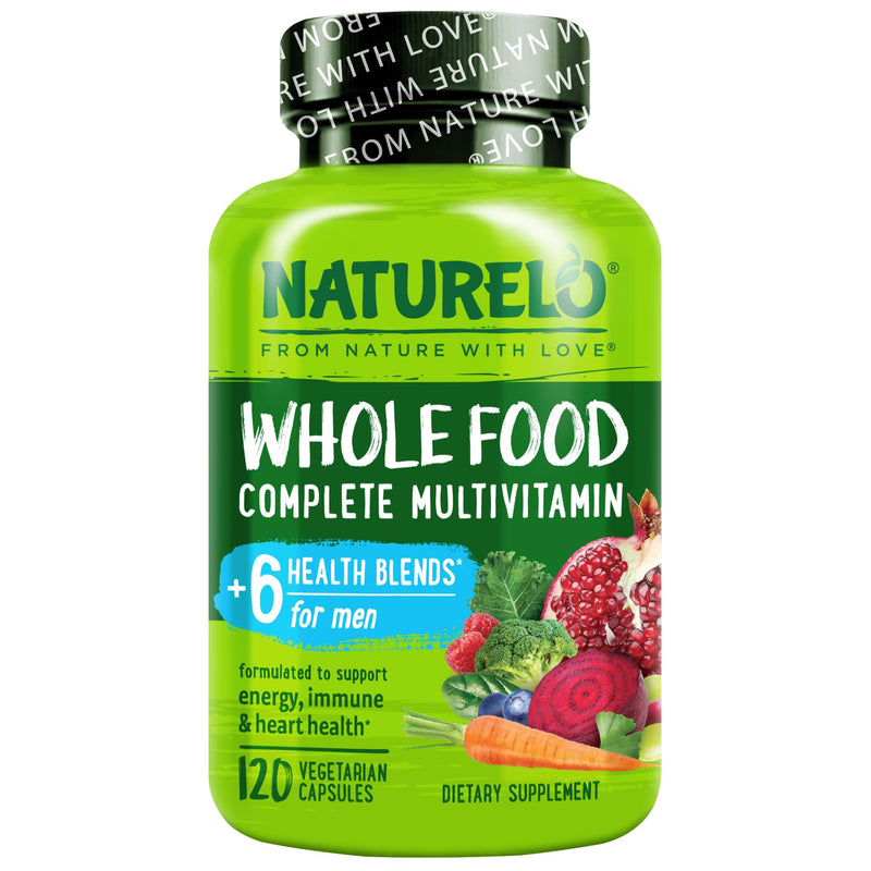 NATURELO Men's Multivitamins - Whole Food Multivitamin for Men, 120 Caps | Vitamins, minerals, vegetarian capsules, energy, brain, heart, eye health* 120 Count (Pack of 1)