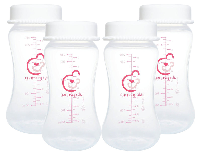 Nenesupply 9oz 4 Count Wide Neck Breast Pump Bottles Use as Bottles for Pumping with Spectra S1 Spectra S2 9 Plus Breast Pumps. Pump Bottles for Spectra Pump. Breastmilk Storage and Collection Bottles 9 Ounce (Pack of 4) - BeesActive Australia