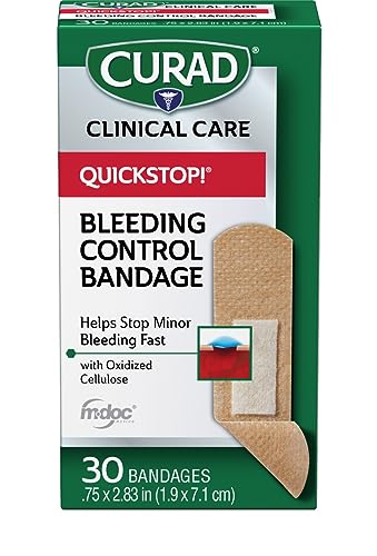 CURAD QuickStop! Flex-Fabric Bandages, 0.75x2.83 Inch, 30/Box, One Box Fabric Bandages 30 Count (Pack of 1)