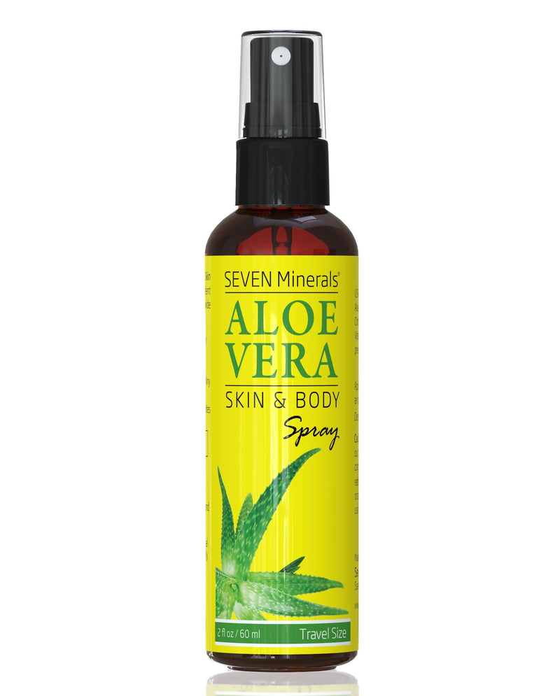 Seven Minerals Travel Size Aloe Vera Spray with Pure Aloe From Freshly Cut Organic Aloe Plant, Not Powder - No Xanthan,So It Absorbs Rapidly With No Sticky Residue (2 fl oz) 2 Fl Oz (Pack of 1)